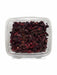 Vibrant dried hibiscus flowers in a clamshell container. AFRIVANA African Superfoods
